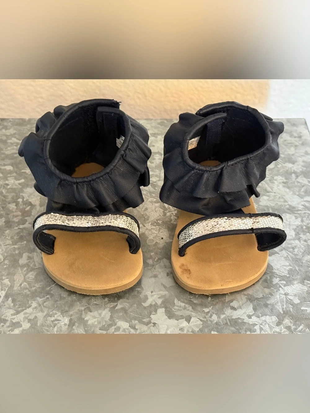 Girls Wendy Bellissimo Navy & Silver Isabella Sandals, Infant Size 4